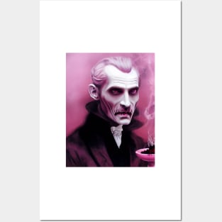 Halloween Creepy Pink Dracula Type Man Posters and Art